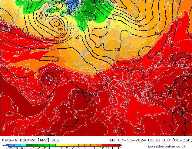 Theta-W 850hPa GFS Po 07.10.2024 00 UTC