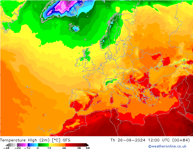 Höchstwerte (2m) GFS Do 26.09.2024 12 UTC