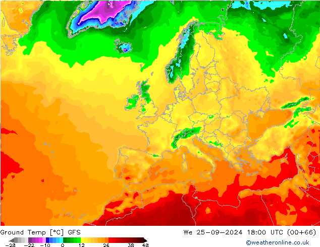 Bodentemperatur GFS Mi 25.09.2024 18 UTC