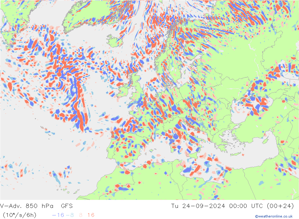 V-Adv. 850 hPa GFS Di 24.09.2024 00 UTC