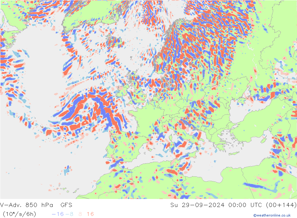 V-Adv. 850 hPa GFS Su 29.09.2024 00 UTC