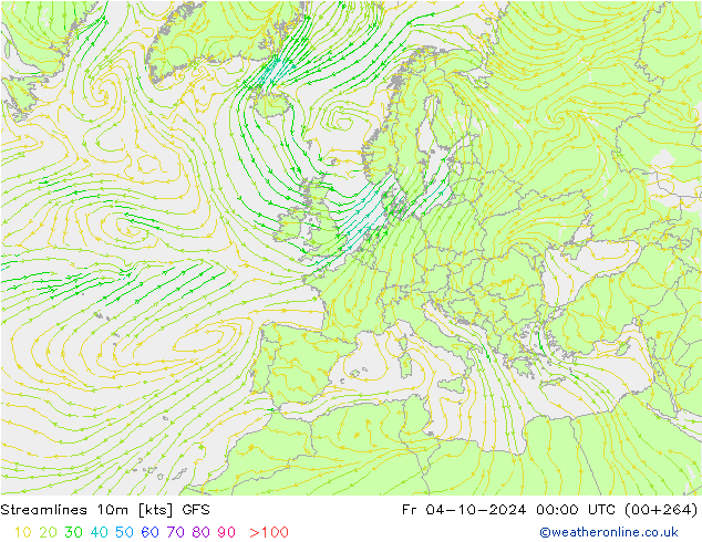 Streamlines 10m GFS Fr 04.10.2024 00 UTC