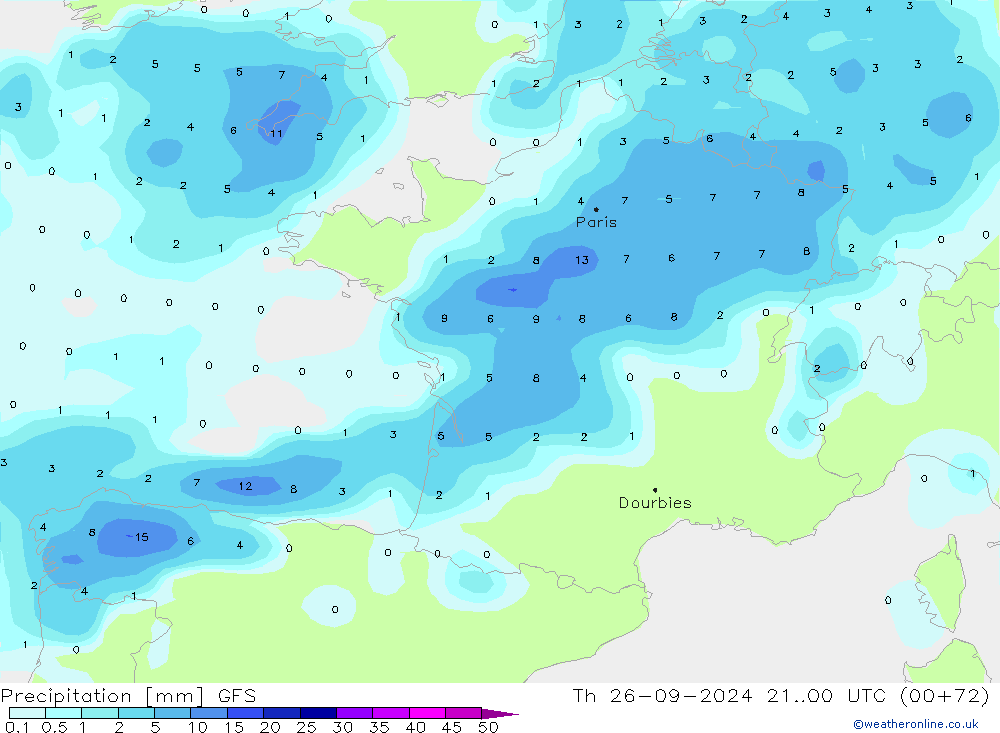 Precipitación GFS jue 26.09.2024 00 UTC