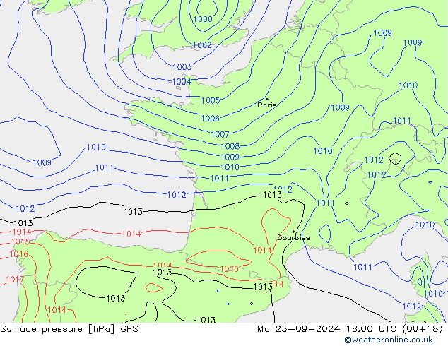 GFS: Pzt 23.09.2024 18 UTC