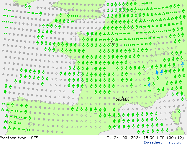 tipo de precipitação GFS Ter 24.09.2024 18 UTC