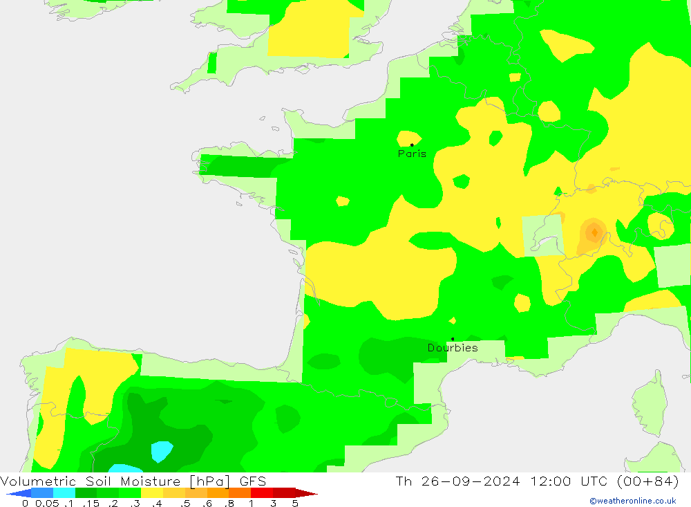 Volumetric Soil Moisture GFS Th 26.09.2024 12 UTC