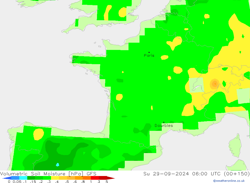 Volumetric Soil Moisture GFS dom 29.09.2024 06 UTC