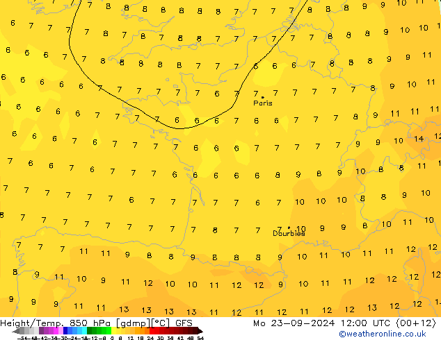 Z500/Regen(+SLP)/Z850 GFS ma 23.09.2024 12 UTC