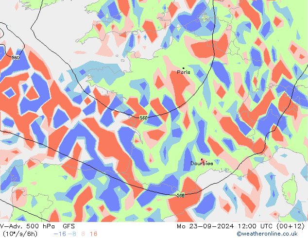 V-Adv. 500 hPa GFS Mo 23.09.2024 12 UTC