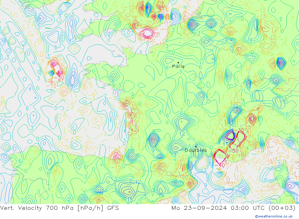 Vert. Velocity 700 hPa GFS Mo 23.09.2024 03 UTC