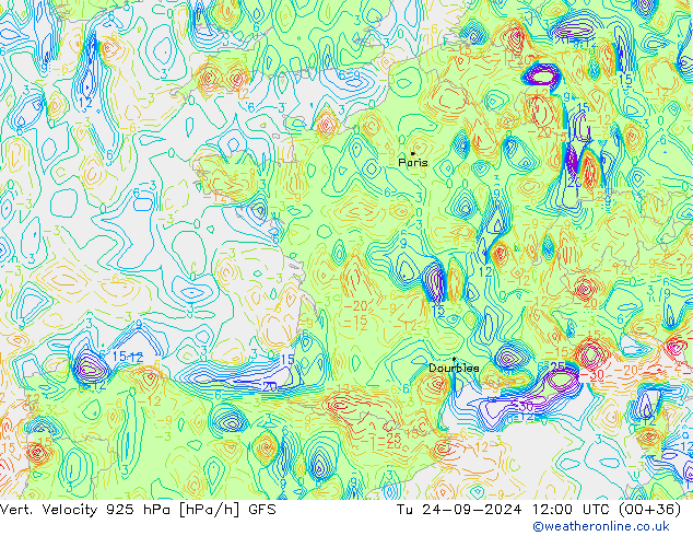 Vert. snelheid 925 hPa GFS di 24.09.2024 12 UTC