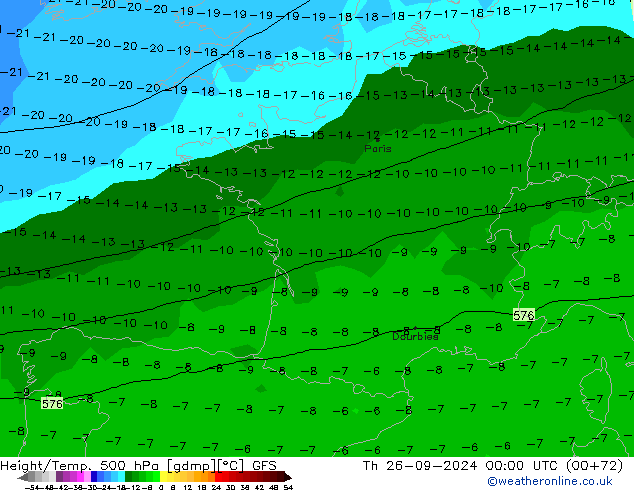 Height/Temp. 500 hPa GFS Th 26.09.2024 00 UTC