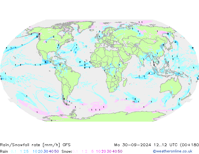 Regen/Schneefallrate GFS Mo 30.09.2024 12 UTC