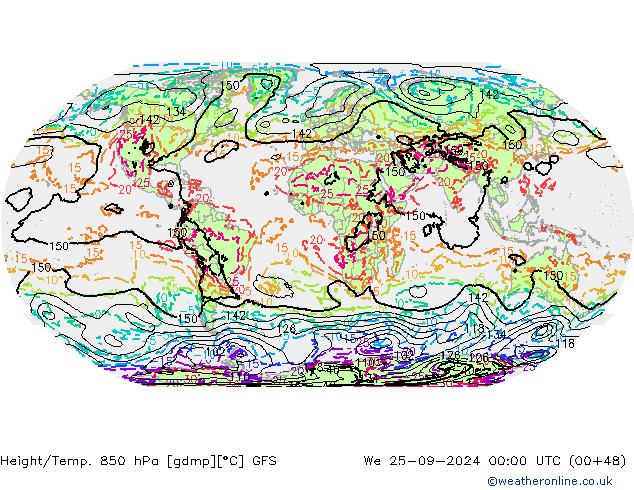 Z500/Rain (+SLP)/Z850 GFS We 25.09.2024 00 UTC