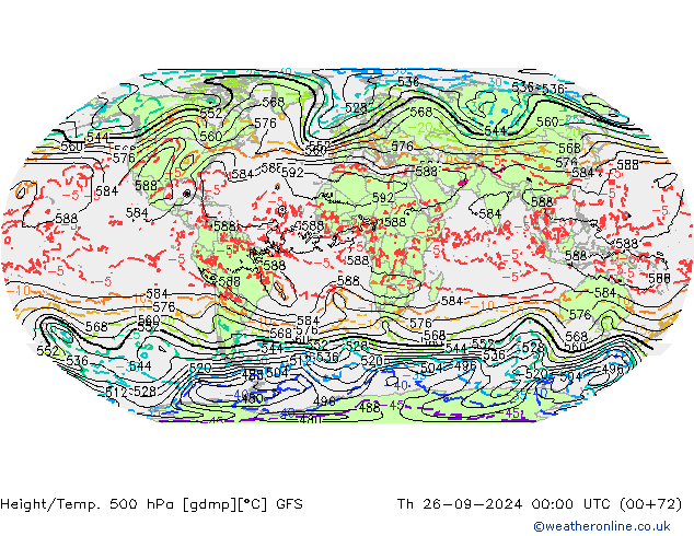 Z500/Yağmur (+YB)/Z850 GFS Per 26.09.2024 00 UTC