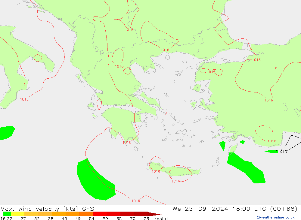 Max. wind velocity GFS Qua 25.09.2024 18 UTC