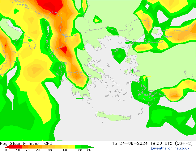 Fog Stability Index GFS Tu 24.09.2024 18 UTC