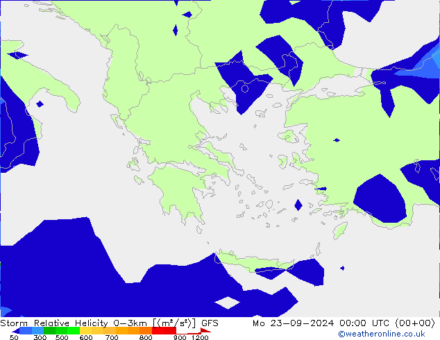 Storm Relative Helicity GFS lun 23.09.2024 00 UTC