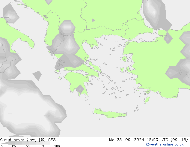 Nubes bajas GFS lun 23.09.2024 18 UTC