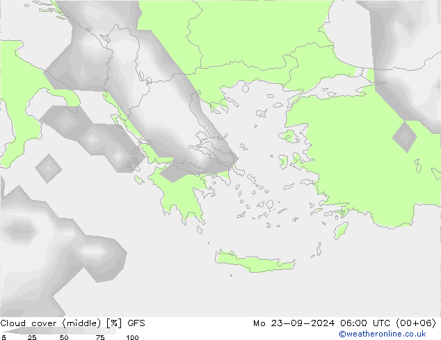 Cloud (high,middle,low) GFS Mo 23.09.2024 06 UTC