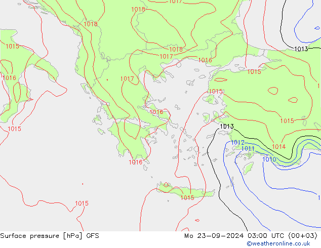 Surface pressure GFS Mo 23.09.2024 03 UTC