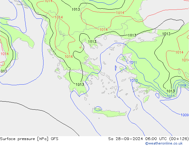 Surface pressure GFS Sa 28.09.2024 06 UTC