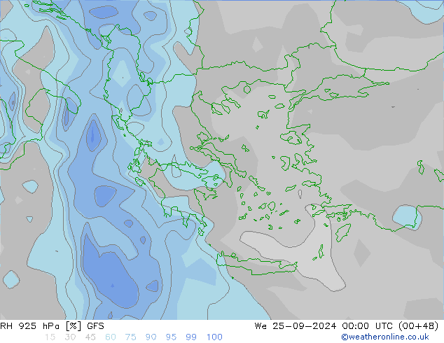 RH 925 hPa GFS St 25.09.2024 00 UTC