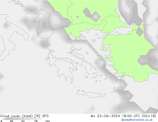 Nubi (totali) GFS lun 23.09.2024 18 UTC