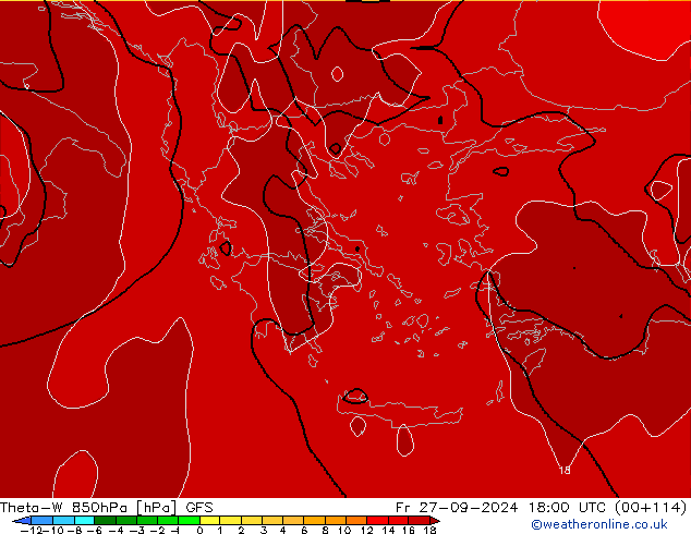 Theta-W 850hPa GFS Fr 27.09.2024 18 UTC