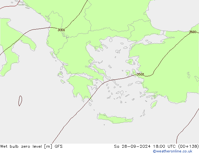 Wet bulb zero level GFS so. 28.09.2024 18 UTC
