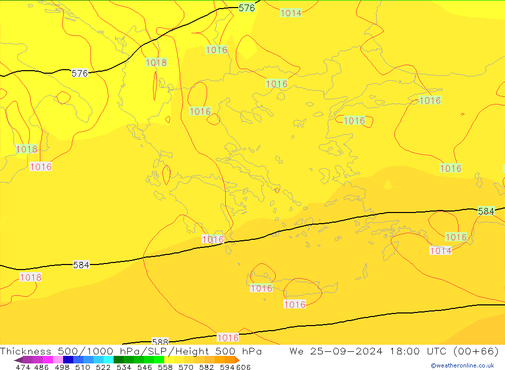 Schichtdicke 500-1000 hPa GFS Mi 25.09.2024 18 UTC