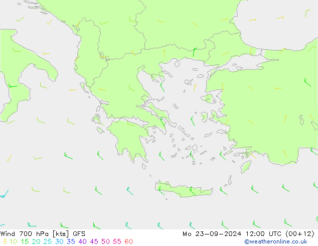 Wind 700 hPa GFS Mo 23.09.2024 12 UTC