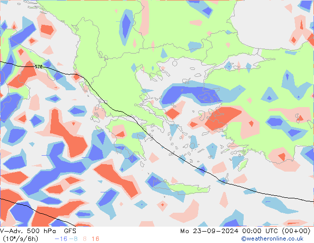 V-Adv. 500 hPa GFS lun 23.09.2024 00 UTC