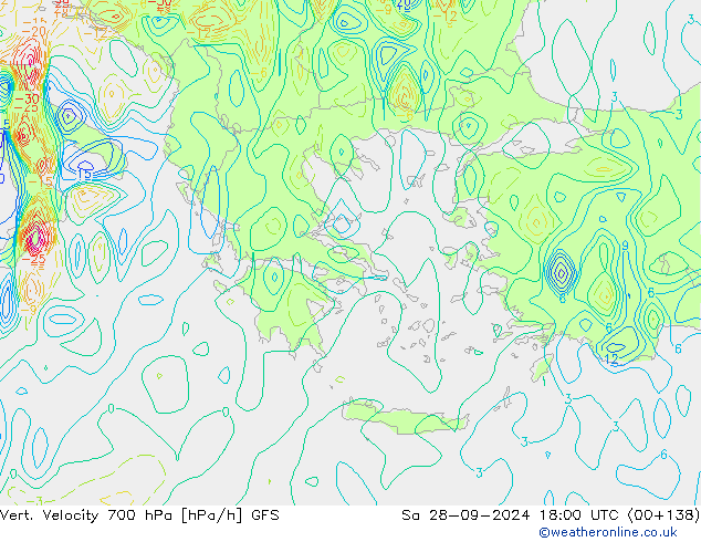 Vert. snelheid 700 hPa GFS za 28.09.2024 18 UTC