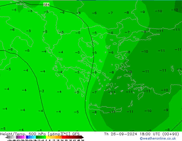 Height/Temp. 500 hPa GFS Th 26.09.2024 18 UTC