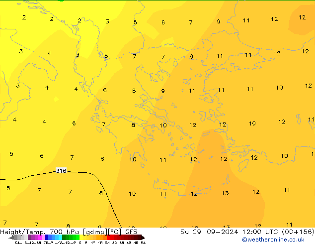 Yükseklik/Sıc. 700 hPa GFS Eylül 2024