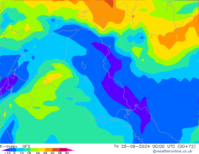 K-Index GFS czw. 26.09.2024 00 UTC