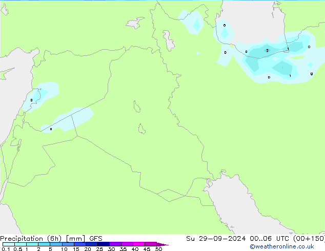 Totale neerslag (6h) GFS zo 29.09.2024 06 UTC