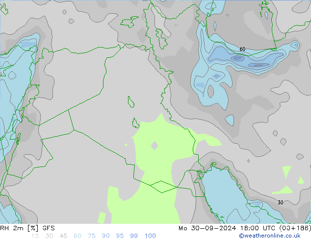 RH 2m GFS Mo 30.09.2024 18 UTC