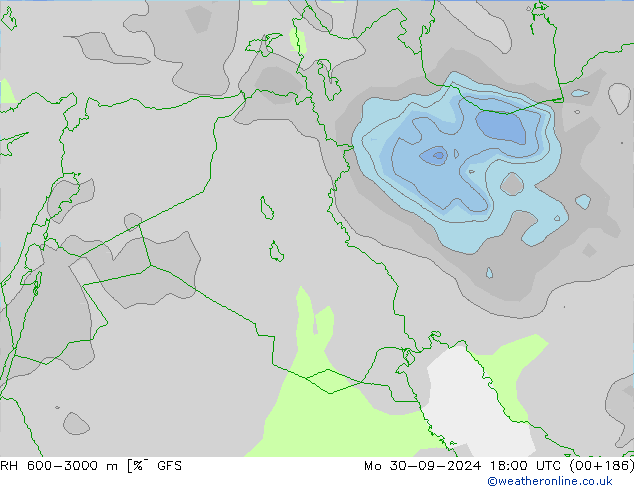 RH 600-3000 m GFS  30.09.2024 18 UTC