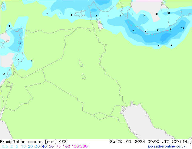 Précipitation accum. GFS dim 29.09.2024 00 UTC