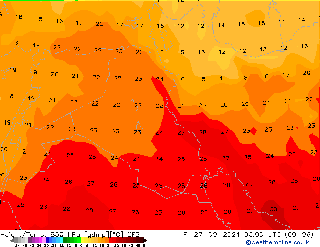 Z500/Rain (+SLP)/Z850 GFS Fr 27.09.2024 00 UTC