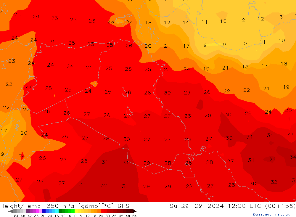 Z500/Yağmur (+YB)/Z850 GFS Paz 29.09.2024 12 UTC