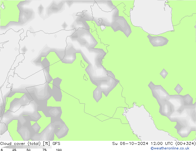 Nubi (totali) GFS dom 06.10.2024 12 UTC