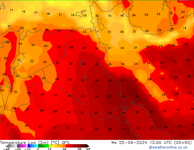 Темпер. мин. (2т) GFS Сентябрь 2024