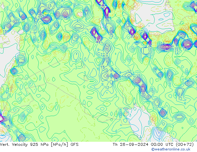 Vert. Velocity 925 hPa GFS Th 26.09.2024 00 UTC