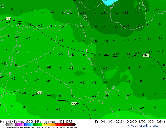 Z500/Rain (+SLP)/Z850 GFS ven 04.10.2024 00 UTC