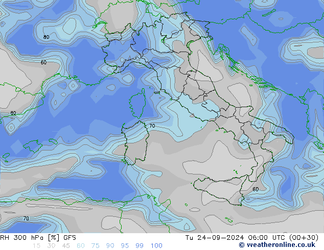 RH 300 hPa GFS mar 24.09.2024 06 UTC