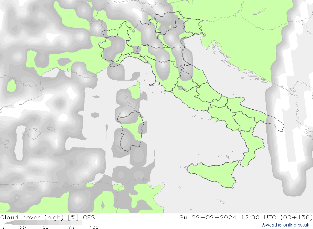 Nubi alte GFS dom 29.09.2024 12 UTC