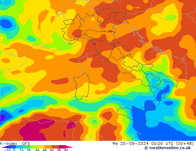 K-Index GFS śro. 25.09.2024 00 UTC